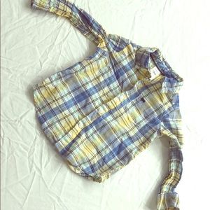 Baby boy Carter’s yellow and blue plaid shirt